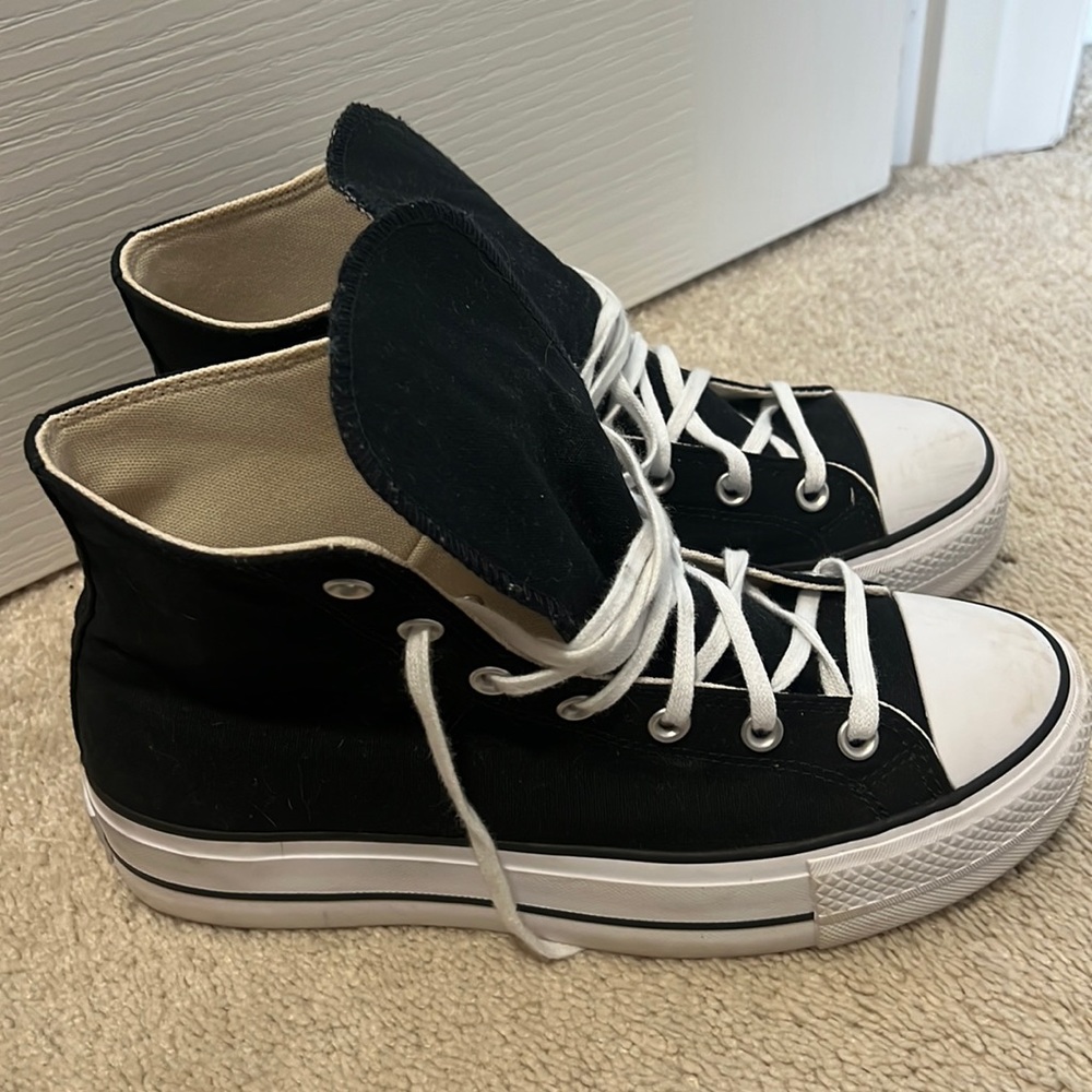 WOMENS BLACK PLATFORM CONVERSE SIZE 10